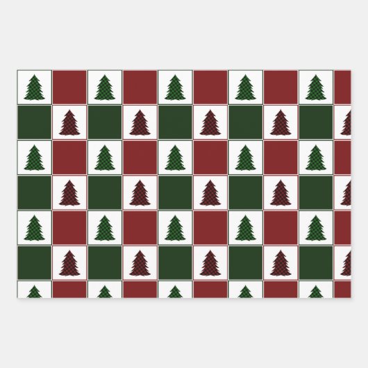 Moderne buffelkerstboomstructuur inpakpapier vel (Voorkant 3)