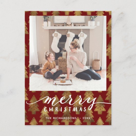 Moderne Buffelplaat legant script MERRY Simple H Briefkaart (Voorkant)