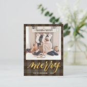 Moderne Buffelplaat legant script MERRY Simple H Briefkaart (Staand voorkant)