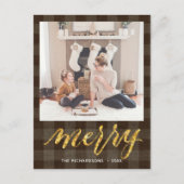 Moderne Buffelplaat legant script MERRY Simple H Briefkaart (Voorkant)