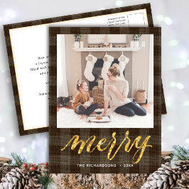 Moderne Buffelplaat legant script MERRY Simple H Briefkaart