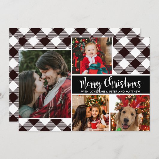 Moderne Buffelplaat multi-fotokerstkaart (Voorkant / Achterkant)