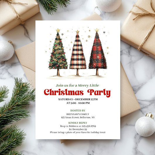 Moderne buffelplaid kerstboom print  kaart