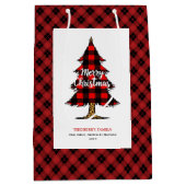 Moderne buffelplaid kerstcadeautas bewerkbaar medium cadeauzakje (Voorkant)