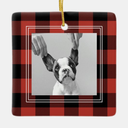 Moderne buffelroeplap | Dog Photo Keramisch Ornament (Voorkant)