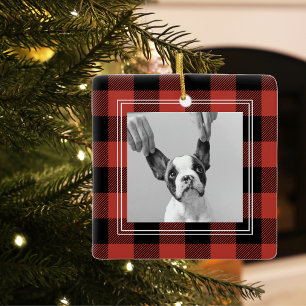 Moderne buffelroeplap   Dog Photo Keramisch Ornament