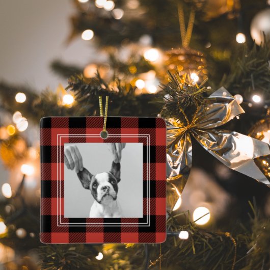 Moderne buffelroeplap | Dog Photo Keramisch Ornament