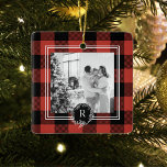 Moderne buffelroeplap | Foto van de familie | INIT Keramisch Ornament<br><div class="desc">Moderne buffelroeplap | Foto van de familie | INITIAAL</div>