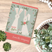 Moderne Bunny Pastel Bloemen Happy Easter Custom Kaart