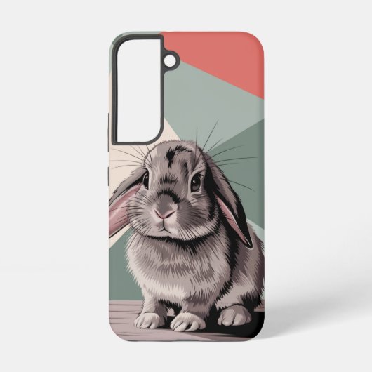 Moderne Bunny Portret in Sage Samsung Galaxy Hoesje (Achterkant)