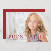 Moderne Buon Natale Rode Foto Feestdagenkaart (Voorkant / Achterkant)