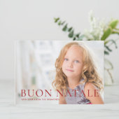 Moderne Buon Natale Rode Foto Feestdagenkaart (Staand voorkant)