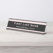 Moderne bureaublad naamplaat Licht Roze (Voorkant)