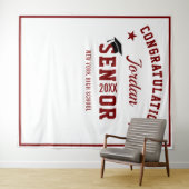 Moderne Burgundy Afstudeerfeest Foto Achtergrond Wandkleed (In Situ (horizontaal))