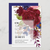 Moderne Burgundy Blauwe Rozen Bloemendecoratie Bru (Voorkant / Achterkant)