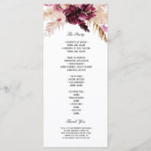 Moderne Burgundy Blush Roze Bloemig Menu (Achterkant)