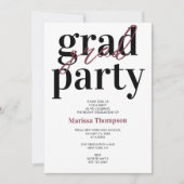 Moderne Burgundy Calligraphy Graduation Party Kaart (Voorkant)