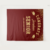 Moderne Burgundy Fotobooth Achtergrond voor Afstud Wandkleed (Voorkant (horizontaal))