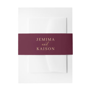 Moderne Burgundy & Gouden Typografie Bruiloft Uitnodigingen Wikkel
