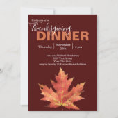 Moderne Burgundy Herfstblad Thanksgiving-diner Kaart (Voorkant)