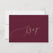 Moderne Burgundy Huwelijksreactie RSVP Kaartje (Voorkant)