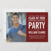 Moderne Burgundy Male Afstudeerder Graduation Part Kaart (Voorkant)