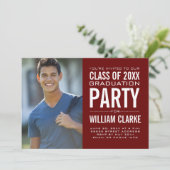 Moderne Burgundy Male Afstudeerder Graduation Part Kaart (Staand voorkant)