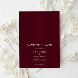 Moderne Burgundy Minimalistische Trouwkaart Save T The Date