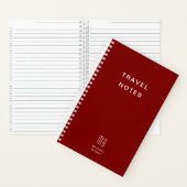Moderne Burgundy Monogram Reizen Notitieboek (Binnen)