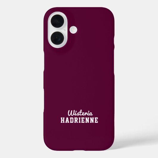 Moderne Burgundy Plum Witte Sport Monogramnaam Case-Mate iPhone Case (Achterkant)