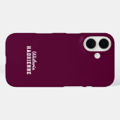 Moderne Burgundy Plum Witte Sport Monogramnaam Case-Mate iPhone Case (Achterkant (horizontaal))