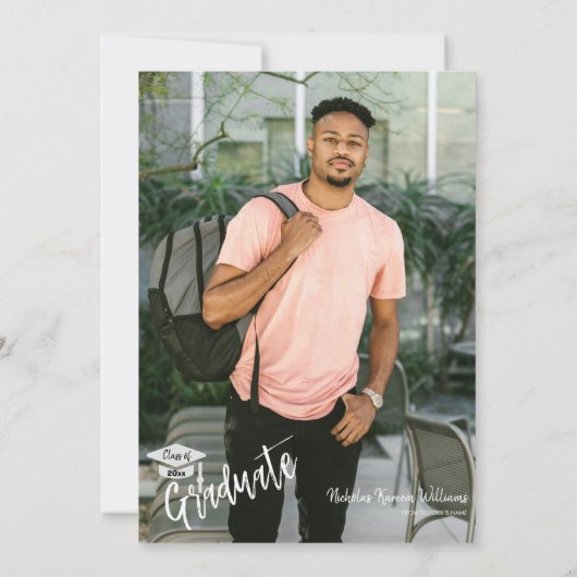 Moderne Burgundy QR Code Foto Graduparty Kaart (Achterkant)