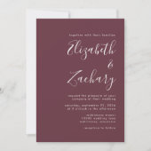 Moderne Burgundy QR Code Huwelijkssluiting Kaart (Voorkant)