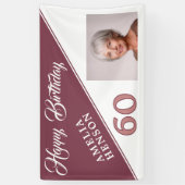 Moderne Burgundy Rode Gelukkige 60e Verjaardag Fot Spandoek (Verticaal)