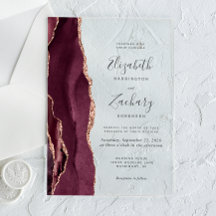 Moderne Burgundy Roze Goud Agaat Huwelijk