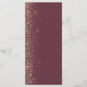 Moderne Burgundy Roze Gouden Glitter Rand Bruiloft Menu (Achterkant)