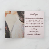 Moderne Burgundy Roze Gouden Script Foto Bruiloft Bedankkaart (Binnen)