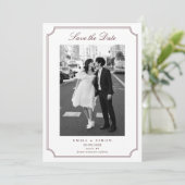Moderne Burgundy Save the Date met Dubbel Frame Fo Bedankkaart (Staand voorkant)