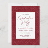 Moderne Burgundy Script Photo Graduparty Kaart (Achterkant)