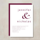 Moderne Burgundy Typografie Bruiloft Kaart
