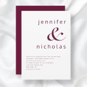 Moderne Burgundy Typografie Bruiloft Kaart