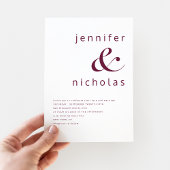 Moderne Burgundy Typografie Bruiloft Kaart