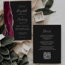 Moderne Burgundy Zilveren Agaten Donkere QR-code T