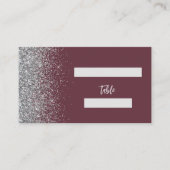 Moderne Burgundy Zilveren Glitter Bruiloft Plaatskaartje (Voorkant)