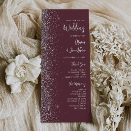 Moderne Burgundy Zilveren Glitter Script Bruiloft