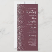 Moderne Burgundy Zilveren Glitter Script Bruiloft (Voorkant)