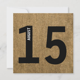 Moderne Burlap Krachtige Kalender Vrijgezel of Ver Kaart