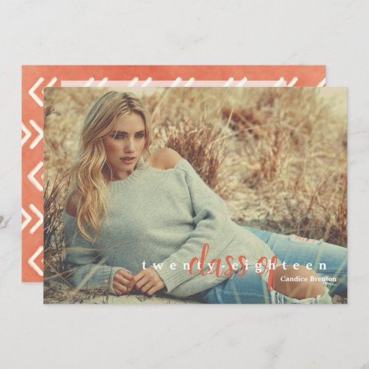 Moderne Burnt Oranje Pijl Afstuderen Uitnodigingen (Voorkant / Achterkant)