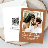 Moderne Burnt Oranje QR-code Save the Date Wedding Kaart
