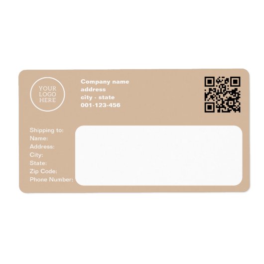 Moderne Business Beige Bedrijf verzending Etiket (Voorkant)